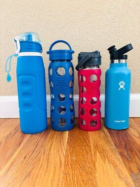BUNDLE of 4 Water Bottles: Hydro Flask, Lifefactory & More